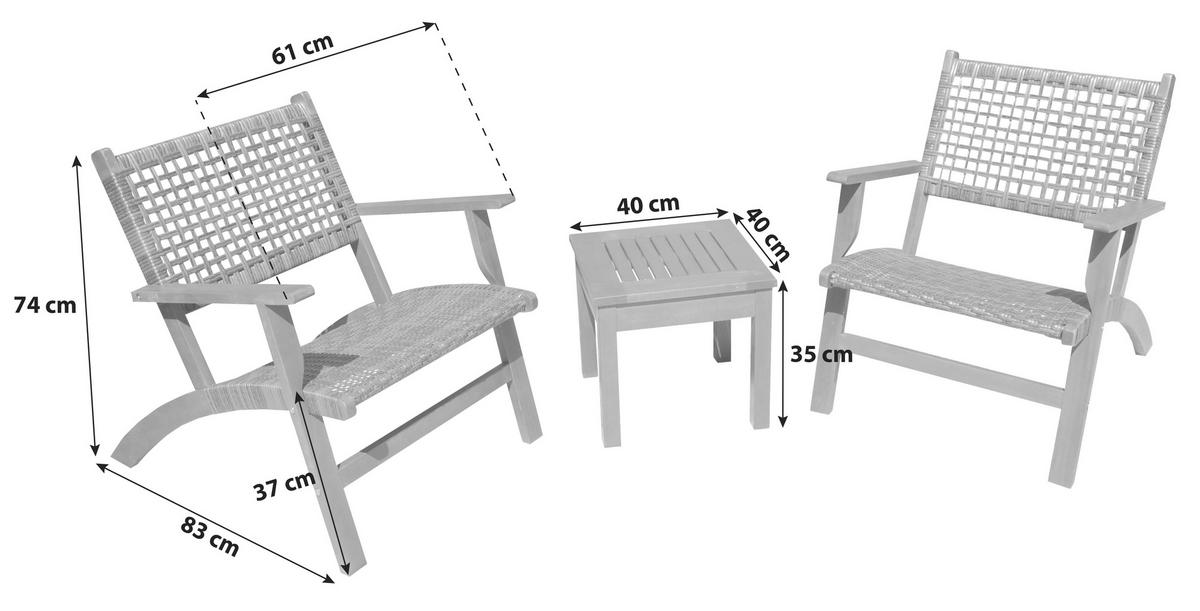BALKONSET Dunkelbraun  - Dunkelbraun, Basics, Holz - Gardenson