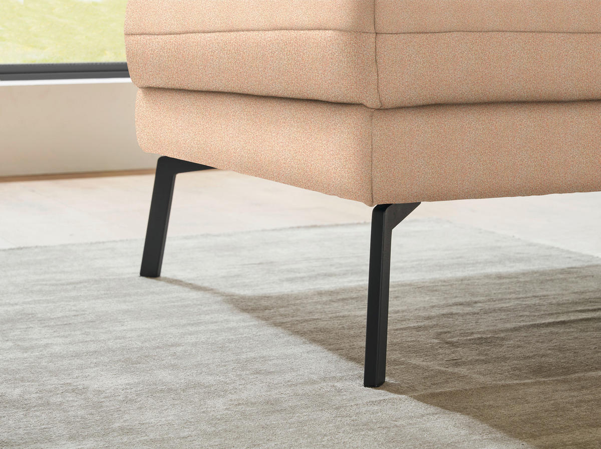 ECKSOFA  in Flachgewebe Lachsfarben  175-224/255-365 cm  - Schwarz/Lachsfarben, Design, Textil/Metall (175-224/255-365cm) - Dieter Knoll