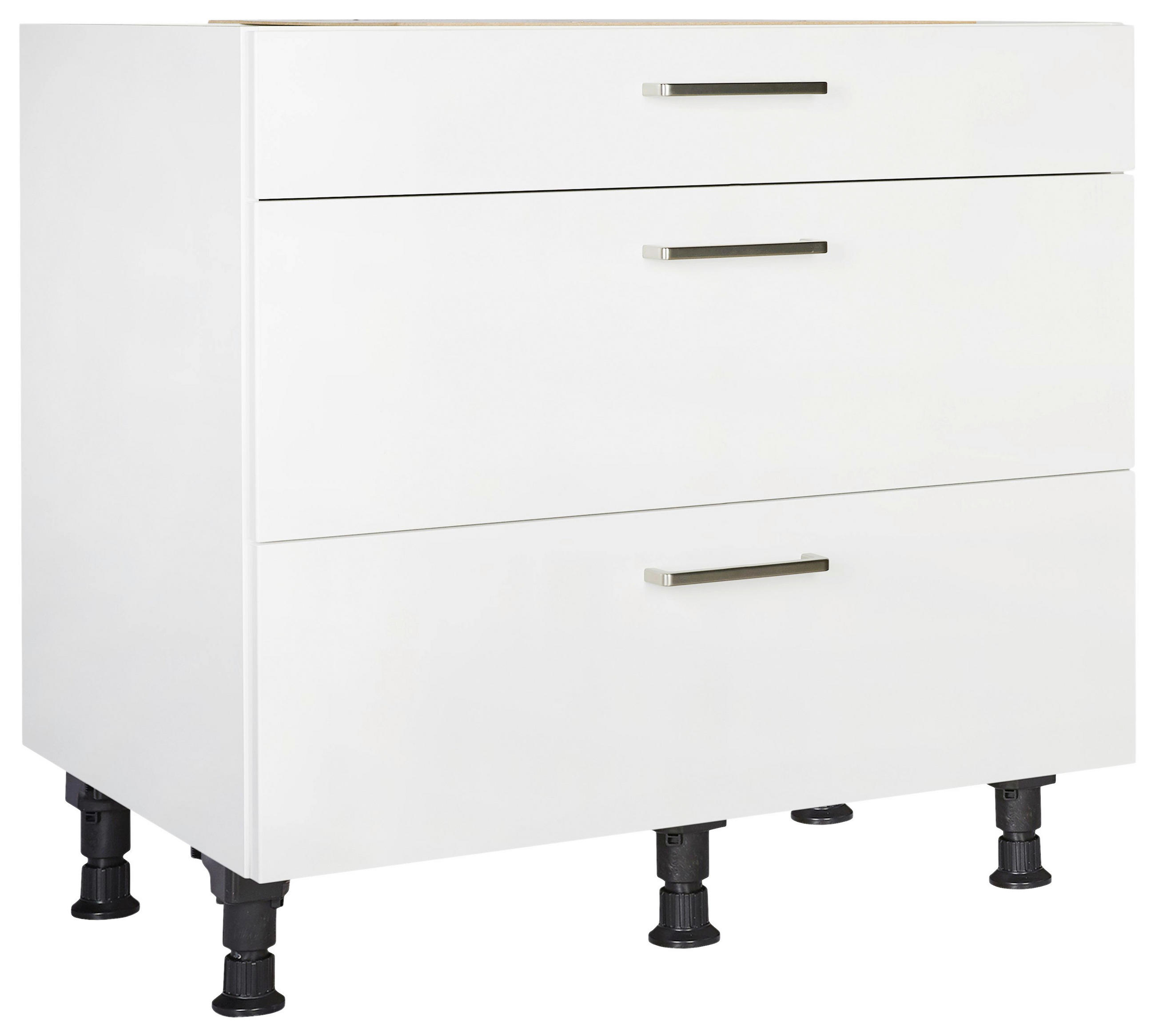 SCHUBKASTENUNTERSCHRANK 90/87/56 cm  in Weiß  - Edelstahlfarben/Weiß, MODERN, Holzwerkstoff/Metall (90/87/56cm) - Nobilia