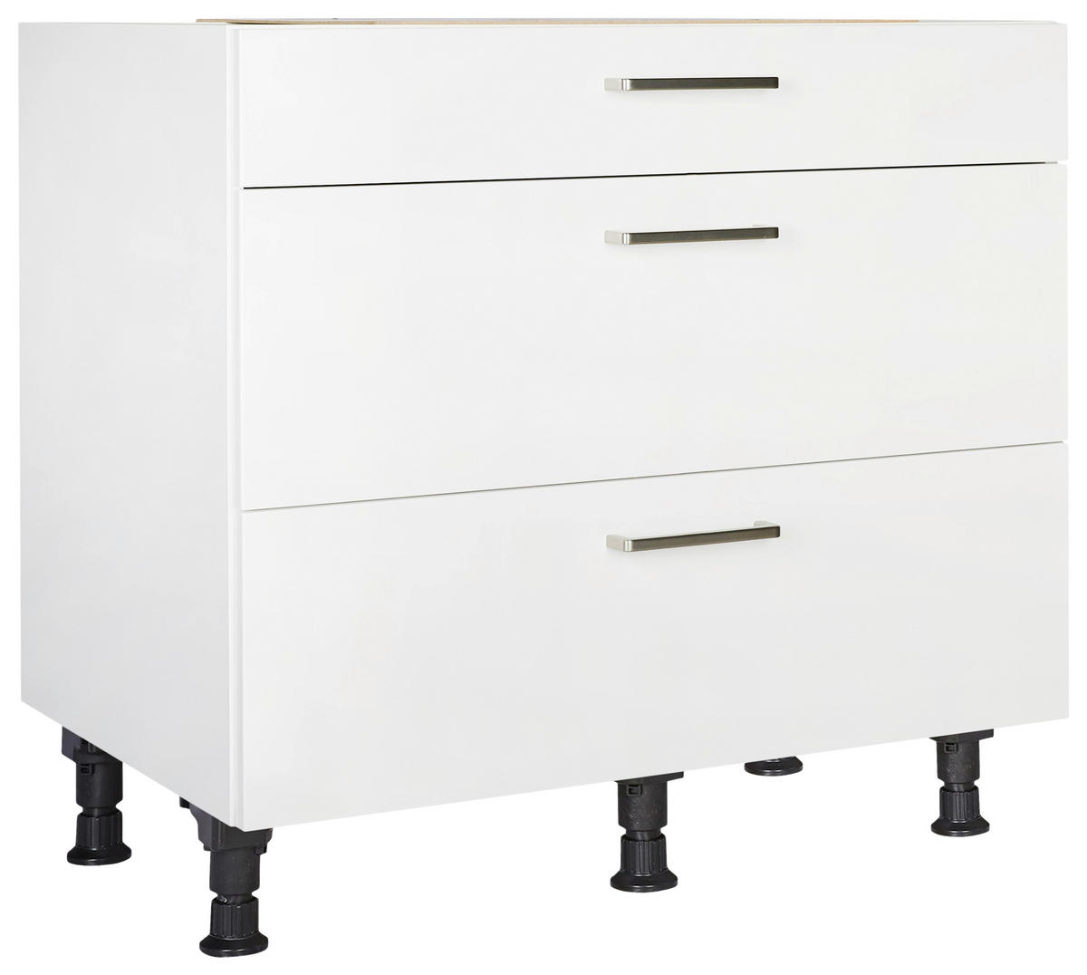 SCHUBKASTENUNTERSCHRANK 90/87/56 cm  in Weiß  - Edelstahlfarben/Weiß, MODERN, Holzwerkstoff/Metall (90/87/56cm) - Nobilia