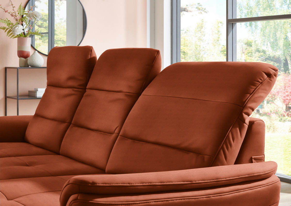 ECKSOFA in Flachgewebe Terracotta  - Terracotta/Schwarz, Konventionell, Textil/Metall (260/181cm) - Beldomo Speed