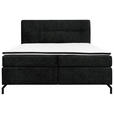 BOXSPRINGBETT 180/200 cm,  in Schwarz, Topper, H2 + H2 = mittel  - Schwarz, Design, Textil/Metall (180/200cm) - Esposa