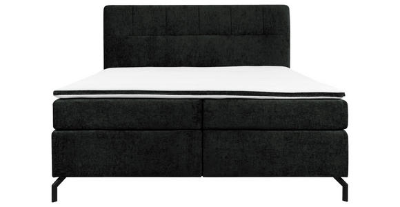 BOXSPRINGBETT 180/200 cm,  in Schwarz, Topper, H2 + H2 = mittel  - Schwarz, Design, Textil/Metall (180/200cm) - Esposa