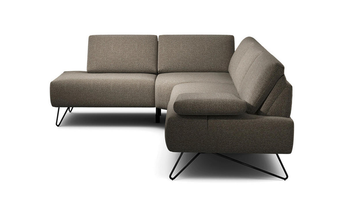 ECKSOFA in Chenille Braun  193/248-263 cm  - Schwarz/Braun, Design, Textil/Metall (193/248-263cm) - SENSOO