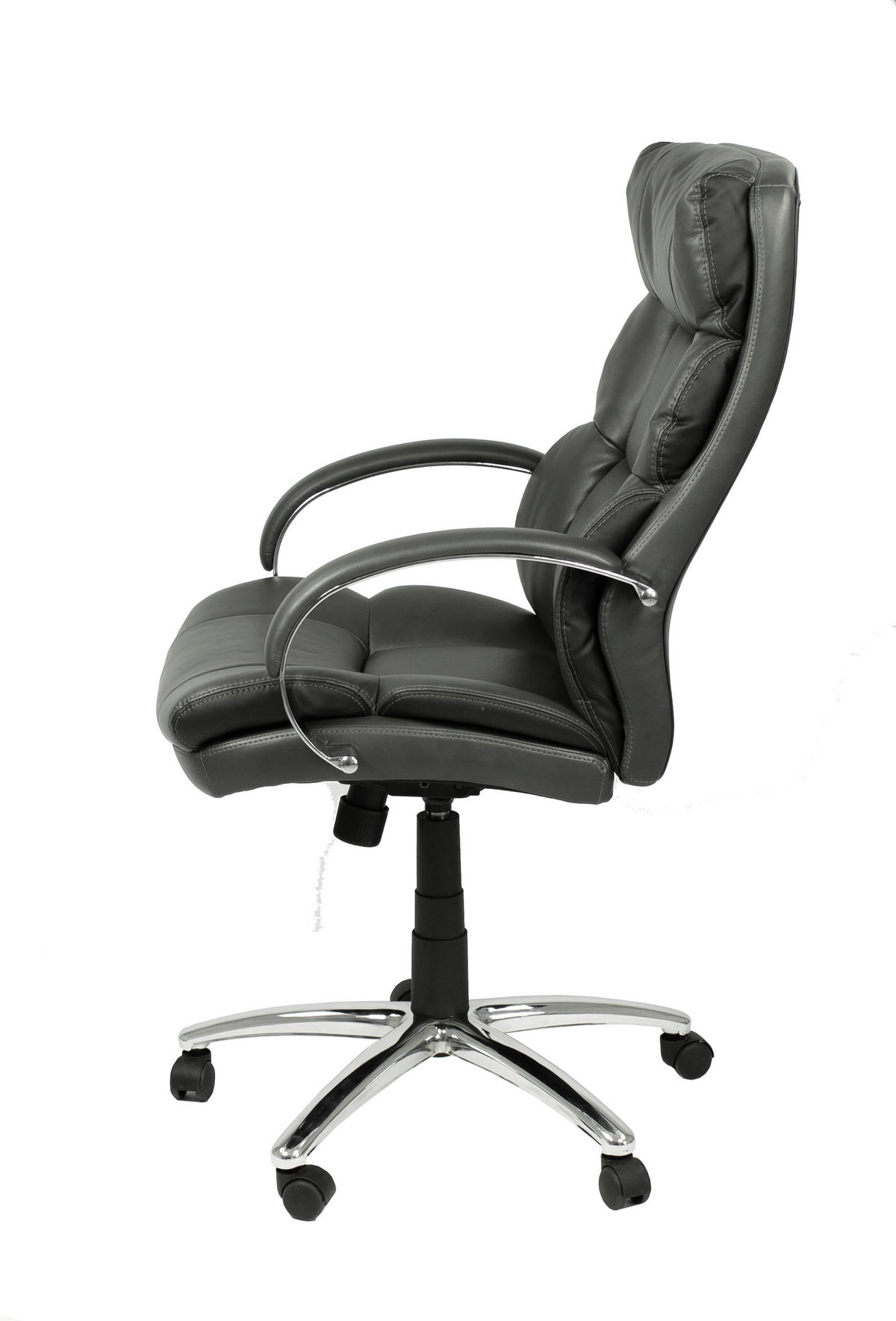 DREHSTUHL  in Lederlook Schwarz  - Schwarz/Silbereichenfarben, MODERN, Textil (64/118/72cm) - MID.YOU