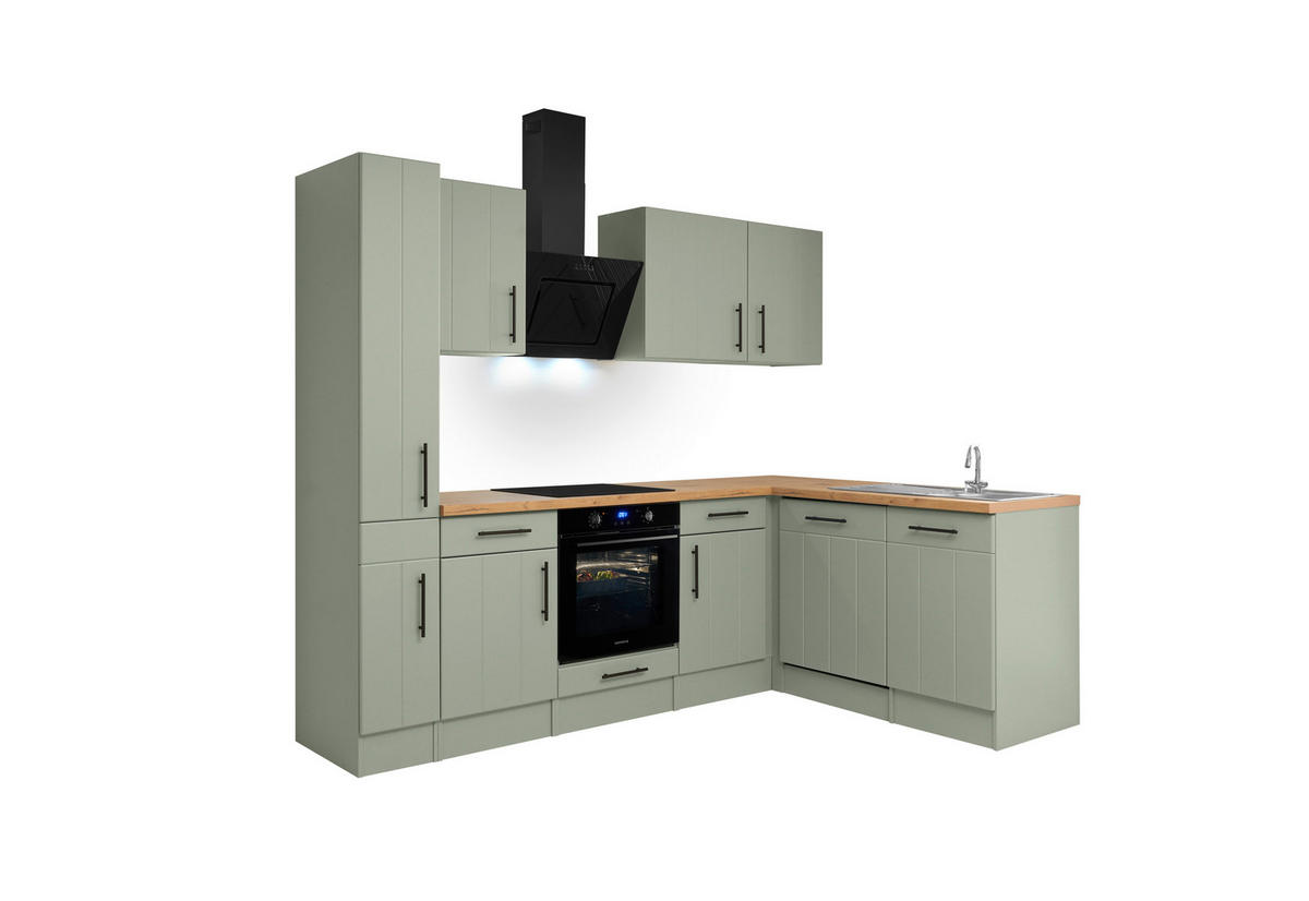 HÖRNKÖK 250/172 cm  i vildek, vassgrön  - vassgrön/vildek, Trend, metall/trämaterial (250/172cm) - Respekta