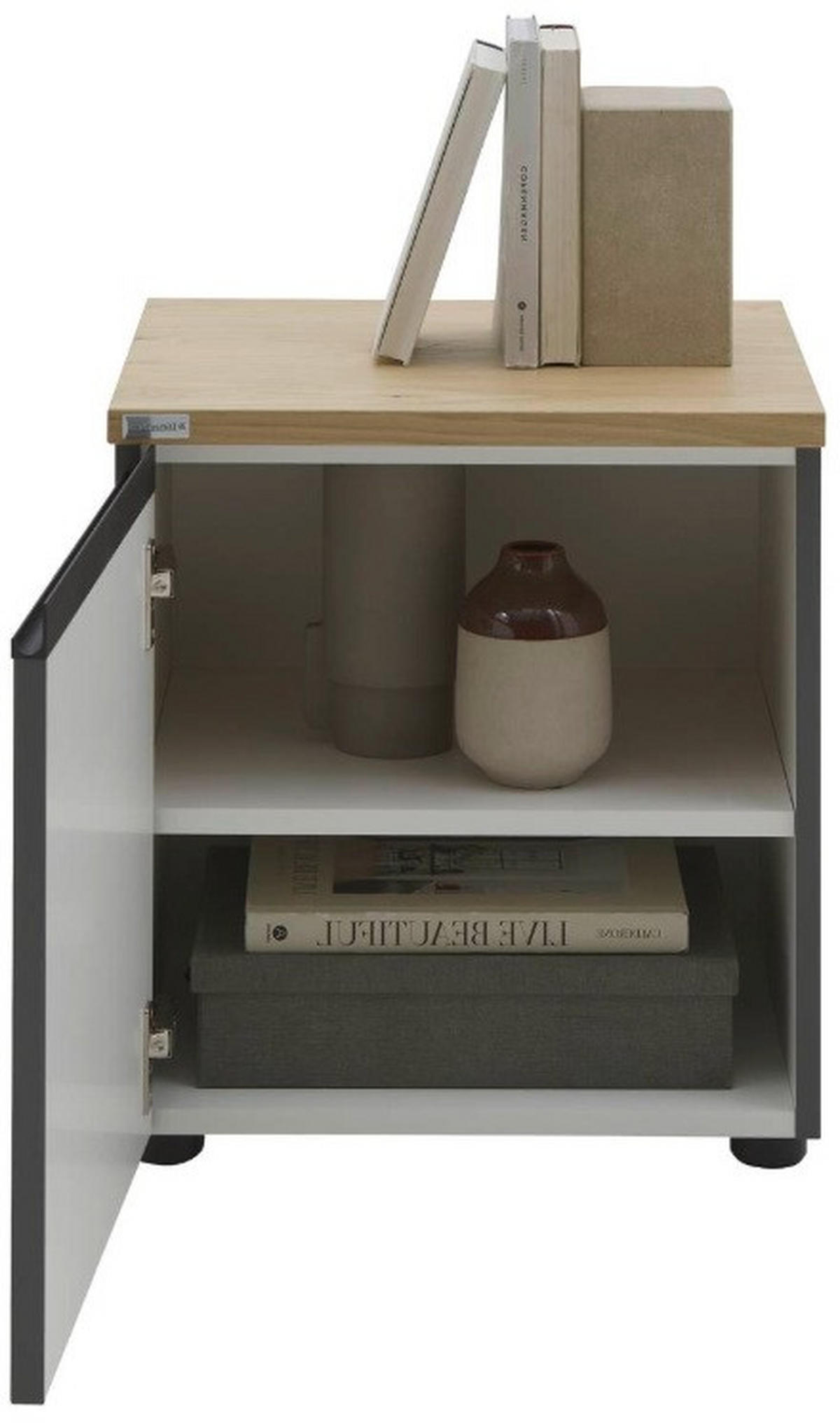 KOMMODE  in 45/46/41 cm  - Eichefarben/Silberfarben, Design, Holzwerkstoff/Kunststoff (45/46/41cm) - Dieter Knoll