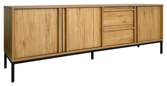 LOWBOARD WABI  in 180/60,5/40 cm  - Eichefarben/Schwarz, Design, Holz/Holzwerkstoff (180/60,5/40cm) - Xora