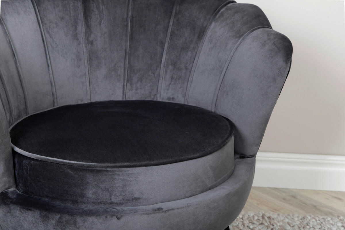 SESSEL in Schwarz, Dunkelgrau  - Dunkelgrau/Schwarz, Design, Textil/Metall (83/76/77cm) - Livetastic