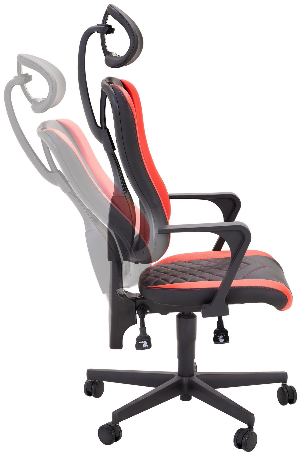 GAMINGSTUHL Rot, Schwarz Kunststoff, Textil   - Rot/Schwarz, Design, Kunststoff/Textil (47,5/99-107/44cm) - Dieter Knoll
