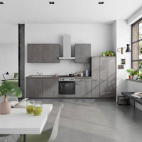 KÜCHENBLOCK Riva 330 cm  in Schieferfarben  - Schieferfarben/Schwarz, MODERN, Holzwerkstoff/Metall (330cm) - Nobilia
