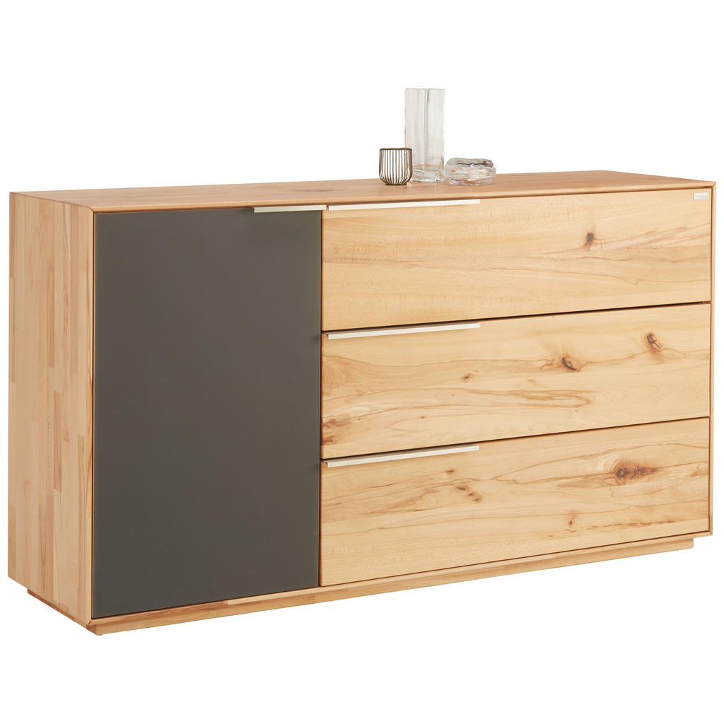 Valnatura ŠIROKÁ KOMODA, divoký jadrový buk, antracitová, farba buka, 150/82/42 cm