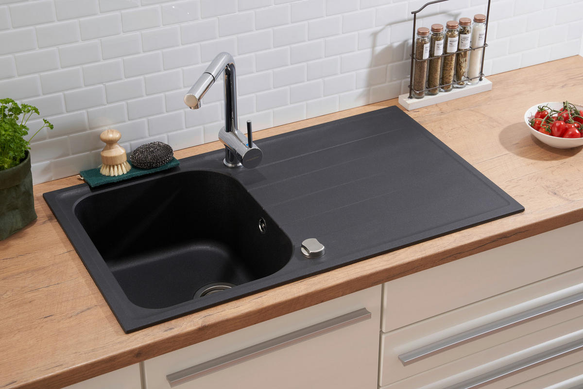 SPÜLE 1725ORLANDO86X50S  - Schwarz, Trend, Stein (86/20,9/50cm) - Respekta