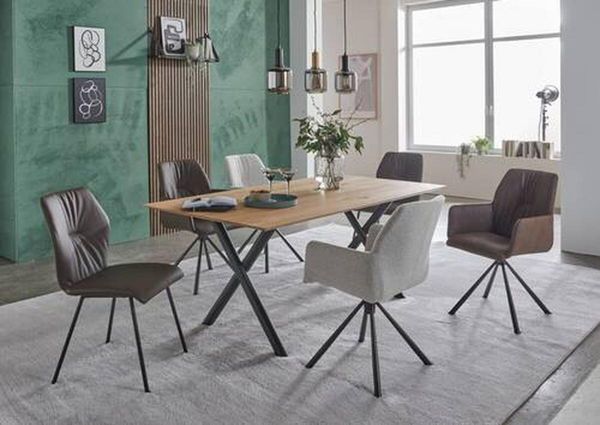 STUHL  in Stahl Mikrofaser  - Anthrazit/Dunkelbraun, Design, Textil/Metall (49/89/59cm) - Bert Plantagie