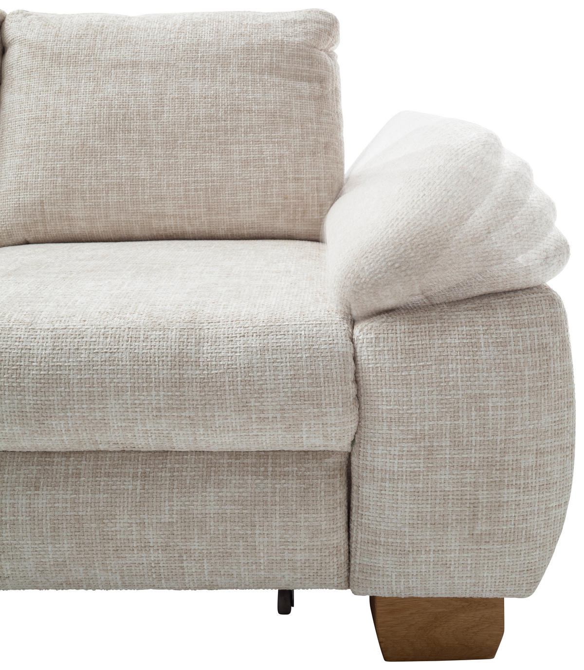 ECKSCHLAFSOFA in Struktur Creme  - Wildeiche/Creme, Modern, Holz/Textil (206/265cm) - Livetastic