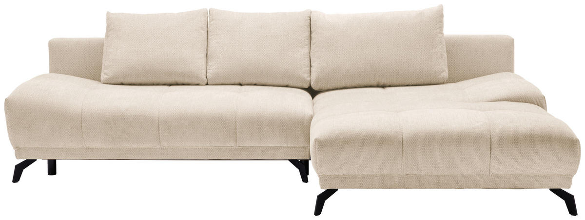 ECKSOFA in Chenille Creme  - Creme/Schwarz, MODERN, Textil/Metall (290/182cm) - Hom`in