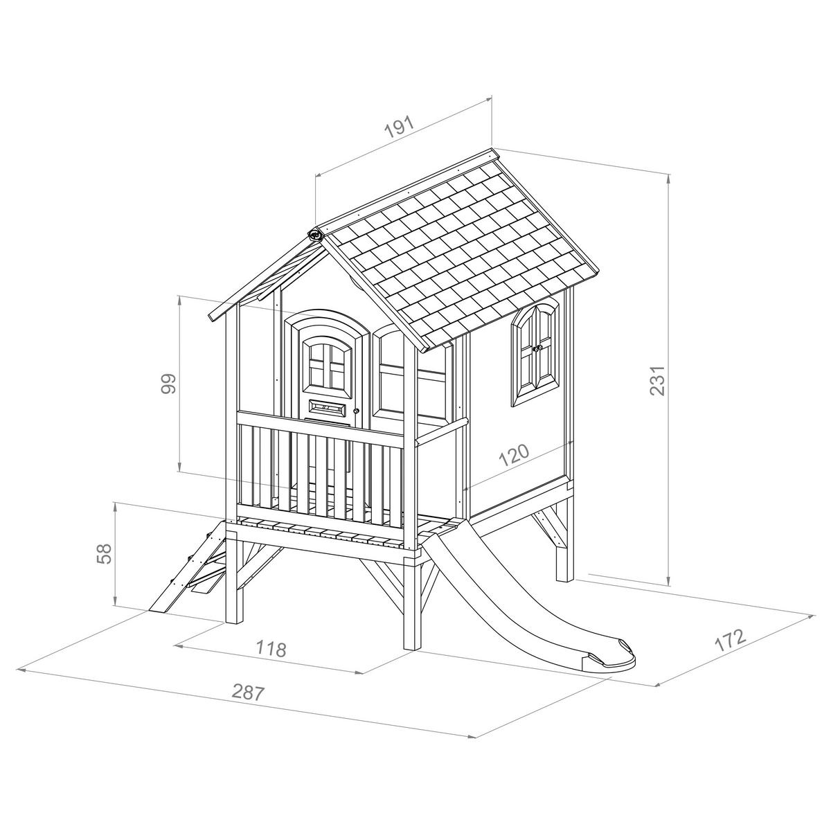 SPIELHAUS 287/231/191 cm  - Lila/Rot, KONVENTIONELL, Holz (287/231/191cm) - Ambia Garden