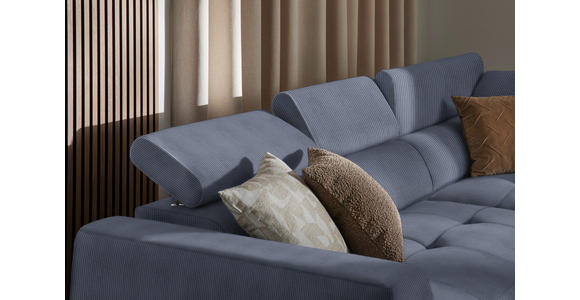 ECKSOFA in Feincord Blaugrau 284/205 cm - Blaugrau/Schwarz, Design, Kunststoff/Textil (284/205cm) - Xora