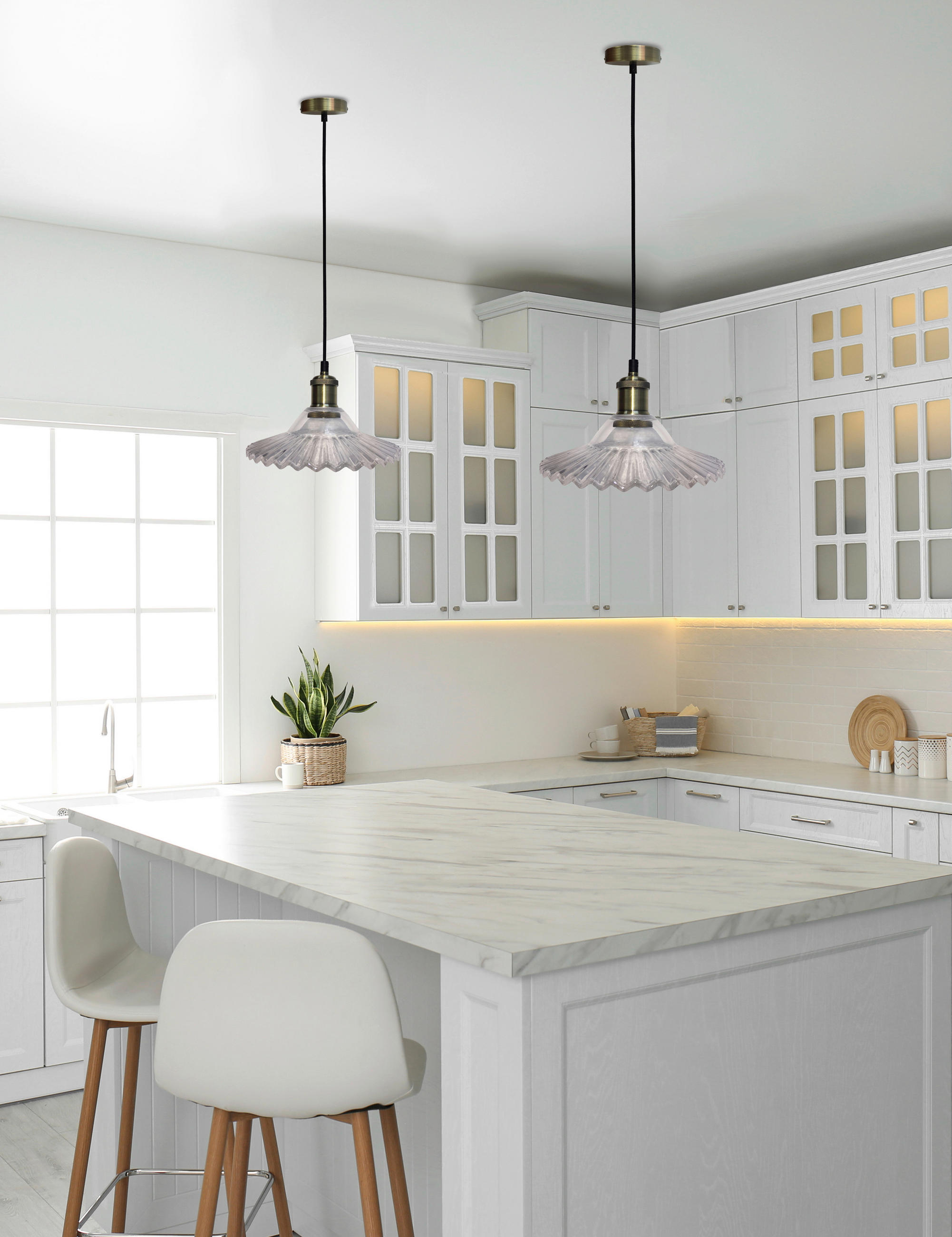 PENDELLAMPA Geneva 21.5/21.5/90 cm  - svart, Klassisk, metall/glas (21.5/21.5/90cm)
