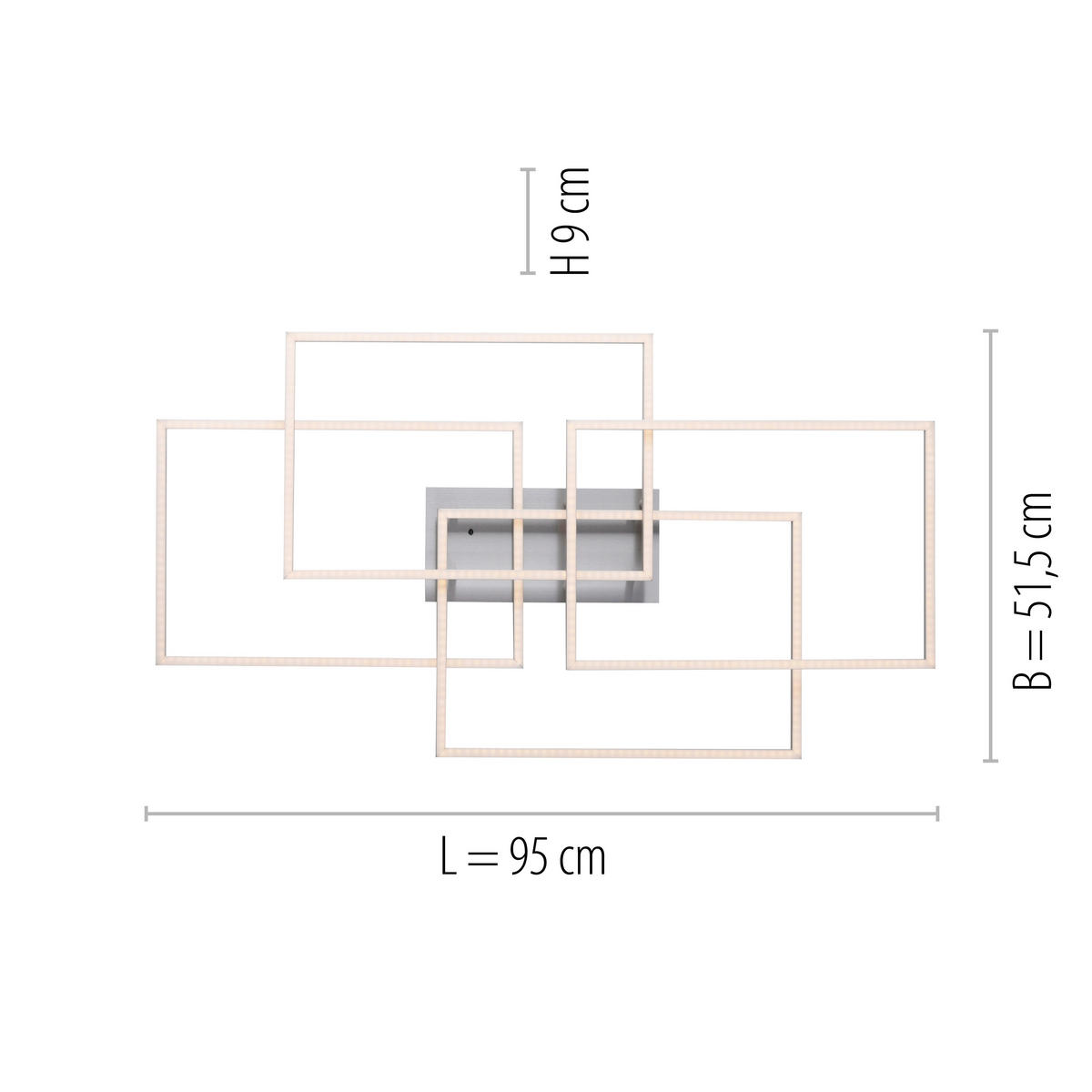 Deckenleuchte IVEN Iven 95/51,5/9 cm   - Nickelfarben, Design, Kunststoff/Metall (95/51,5/9cm)