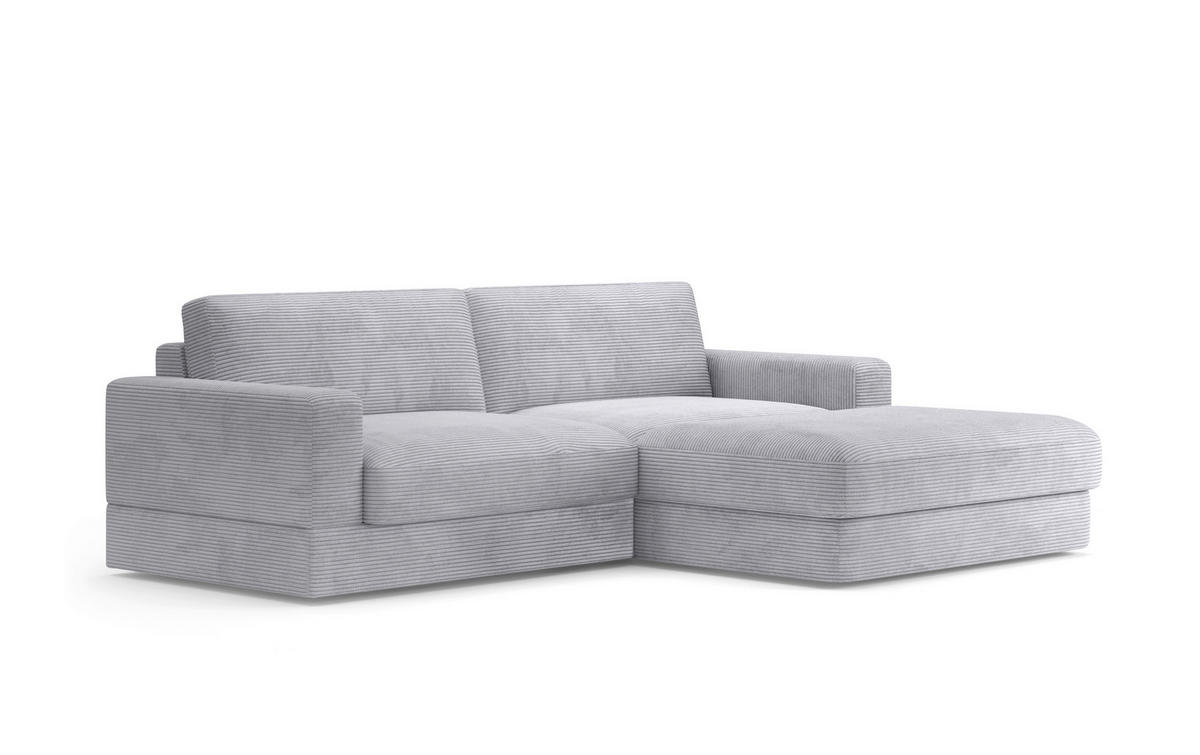 ECKSOFA FABIO E Silberfarben Cord  - Silberfarben/Schwarz, MODERN, Kunststoff/Textil (264/196cm) - Sit & More