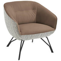 COCKTAILSESSEL in Struktur Echtleder Grau, Hellbraun  - Hellbraun/Anthrazit, Design, Leder/Textil (76/80/73cm) - Joop!