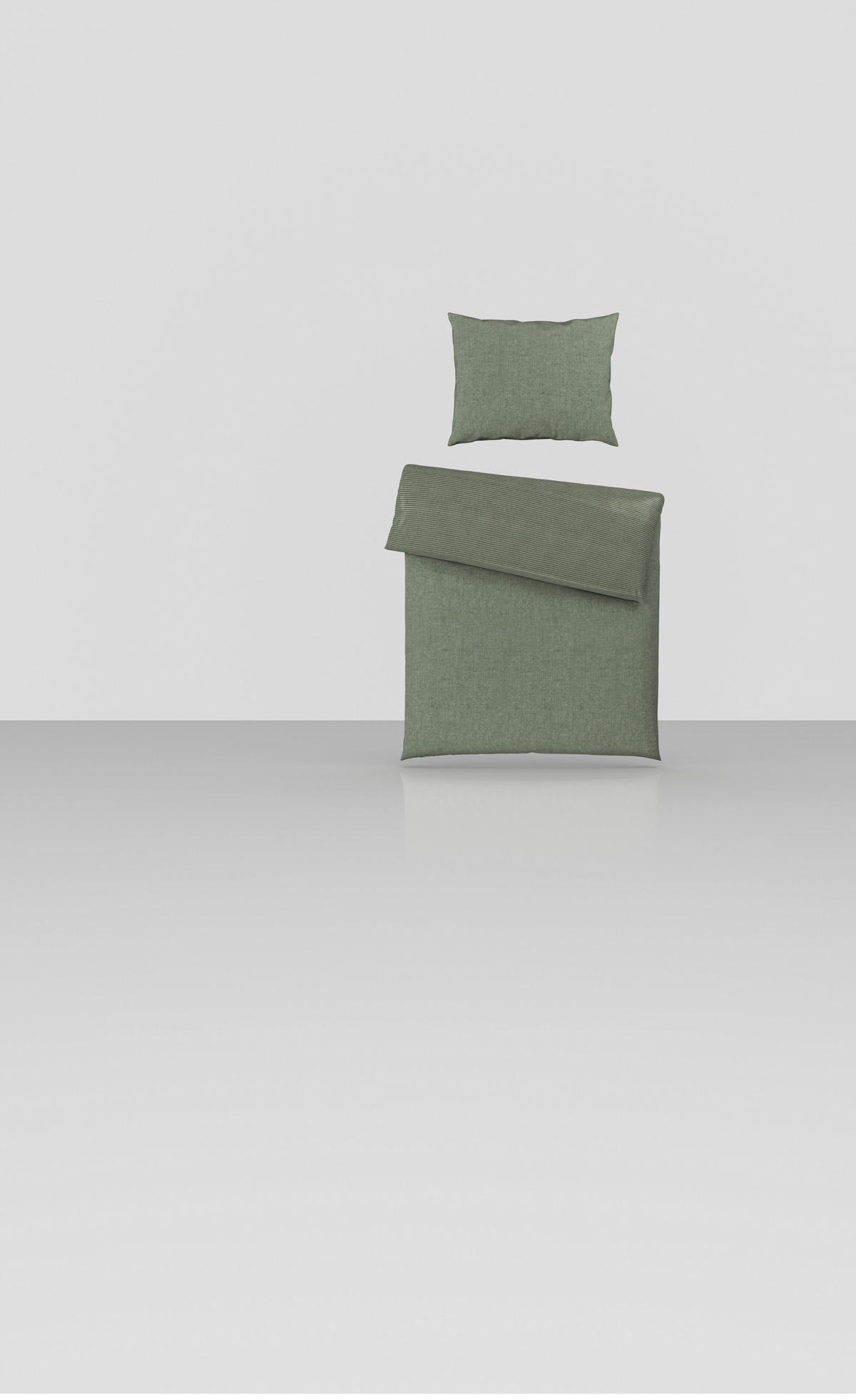 WENDEBETTWÄSCHE Flanell 140/200 cm  - Graugrün, Textil (140/200cm) - Novel