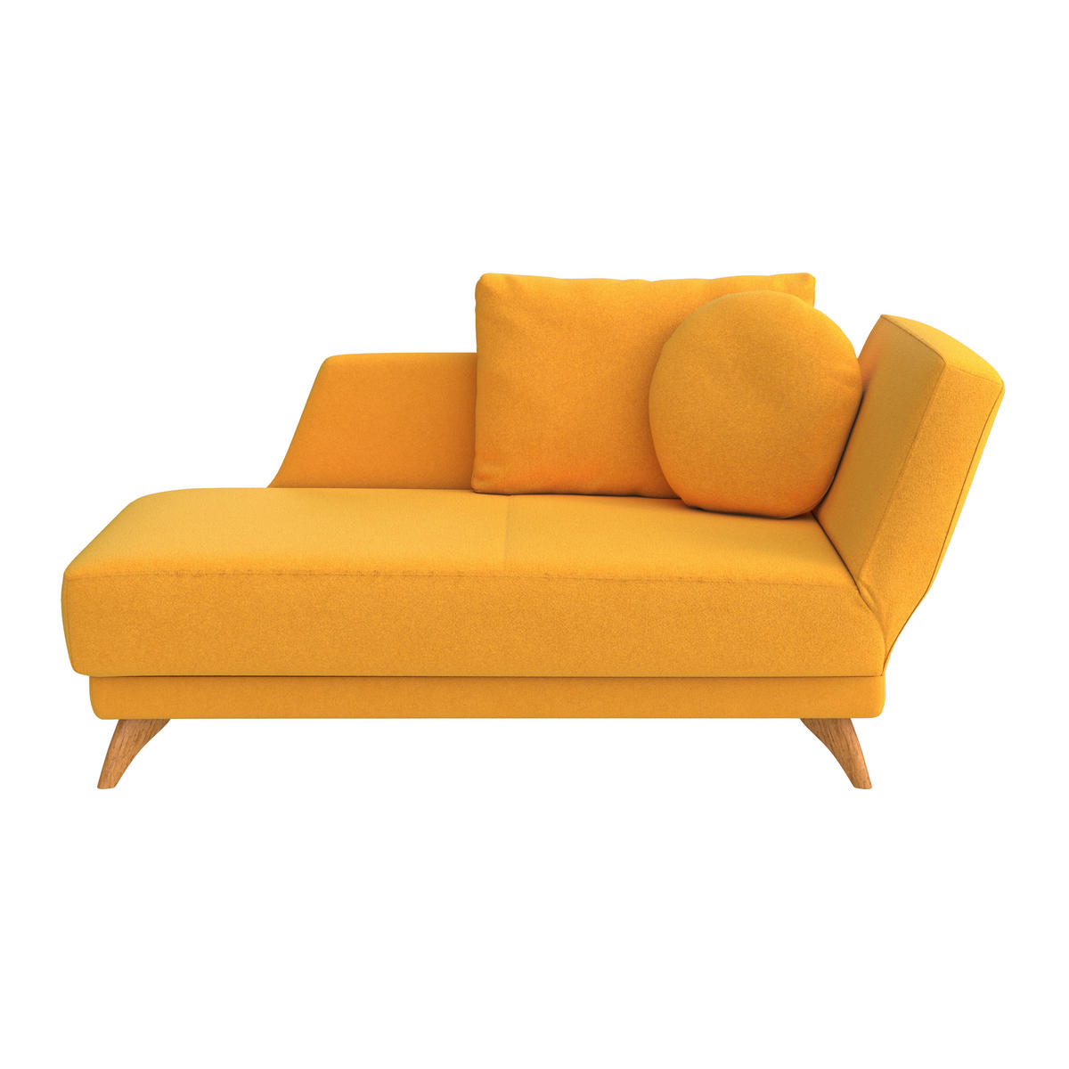 RÉCAMIERE in Flachgewebe Currygelb  - Currygelb/Eichefarben, Modern, Holz/Textil (205/74-87/94cm) - Bali