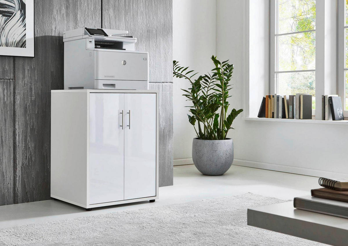 AKTENSCHRANK Weiß, Weiß Hochglanz  - Weiß Hochglanz/Weiß, MODERN, Holzwerkstoff (54/74/50cm) - MID.YOU