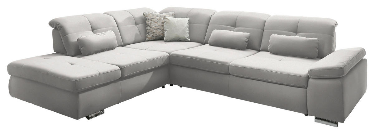 ECKSOFA  in Mikrofaser Creme  260/312 cm  - Chromfarben/Creme, Design, Textil/Metall (260/312cm) - Beldomo Style