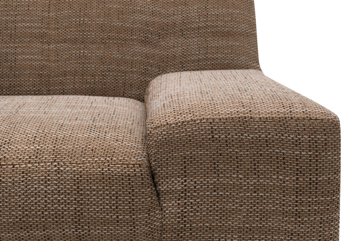 ECKSOFA Braun, Beige Webstoff  - Wengefarben/Beige, Design, Holz/Textil (153/268cm) - MID.YOU
