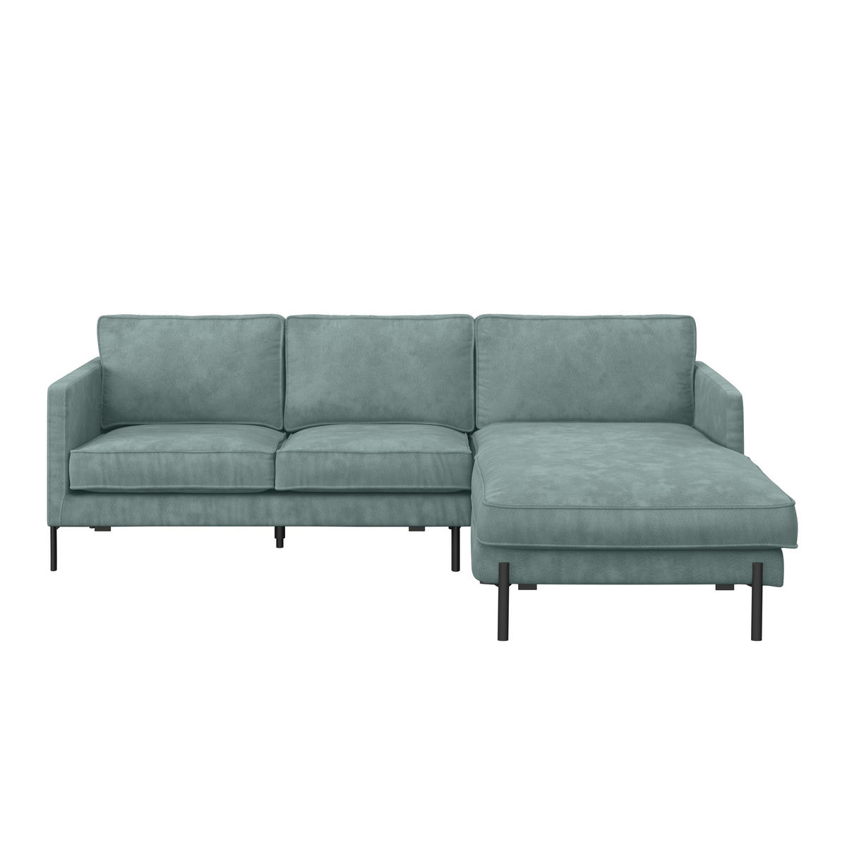 ECKSOFA in Flachgewebe Türkis  - Türkis/Schwarz, Trend, Textil/Metall (232/154cm) - Livetastic