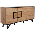 SIDEBOARD Schwarz, Eichefarben Einlegeböden  - Eichefarben/Schwarz, Holzwerkstoff/Metall (160/75/40cm) - Xora