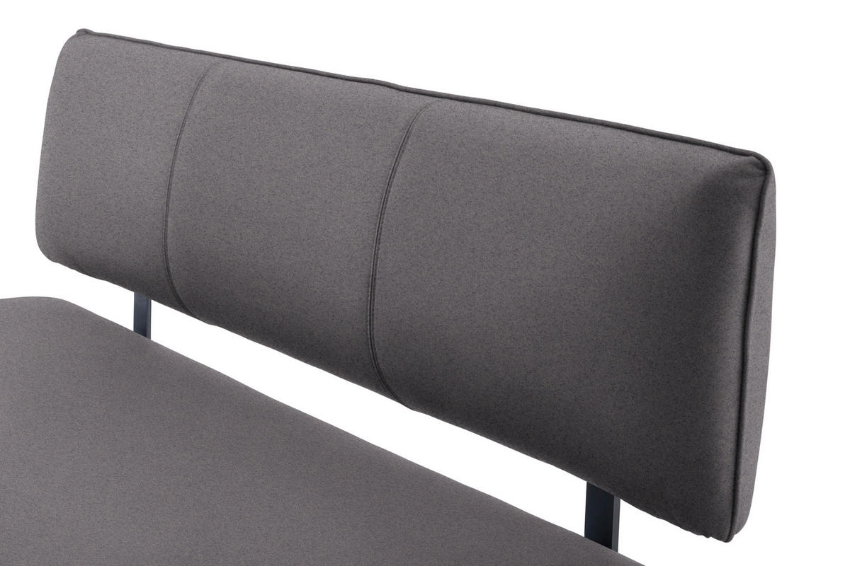 SITZBANK 180/86,5/60 cm  in Grau, Schwarz  - Schwarz/Grau, Design, Textil/Metall (180/86,5/60cm) - Cantus