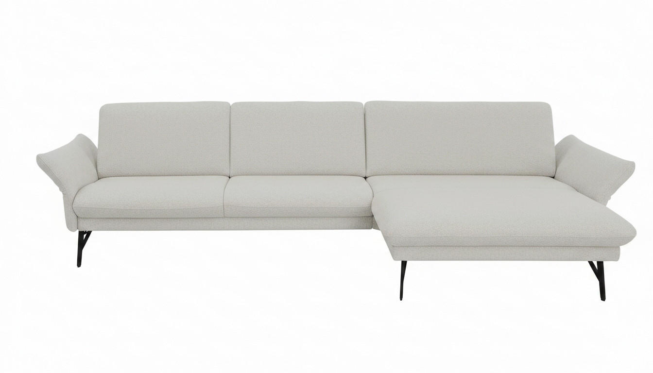 ECKSOFA Hellgrau Chenille Armteilverstellung, Sitztiefenverstellung  - Anthrazit/Hellgrau, Design, Textil/Metall (300/175cm) - Himolla