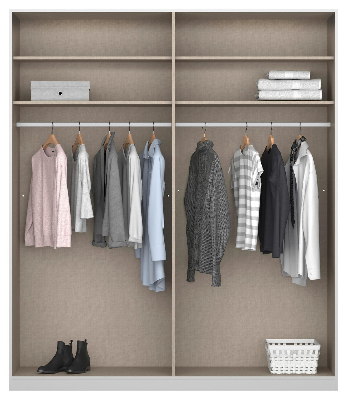 SCHWEBETÜRENSCHRANK 181/230/62 cm 2-türig Weiß  - Alufarben/Weiß, MODERN, Holzwerkstoff/Metall (181/230/62cm) - Rauch Möbel