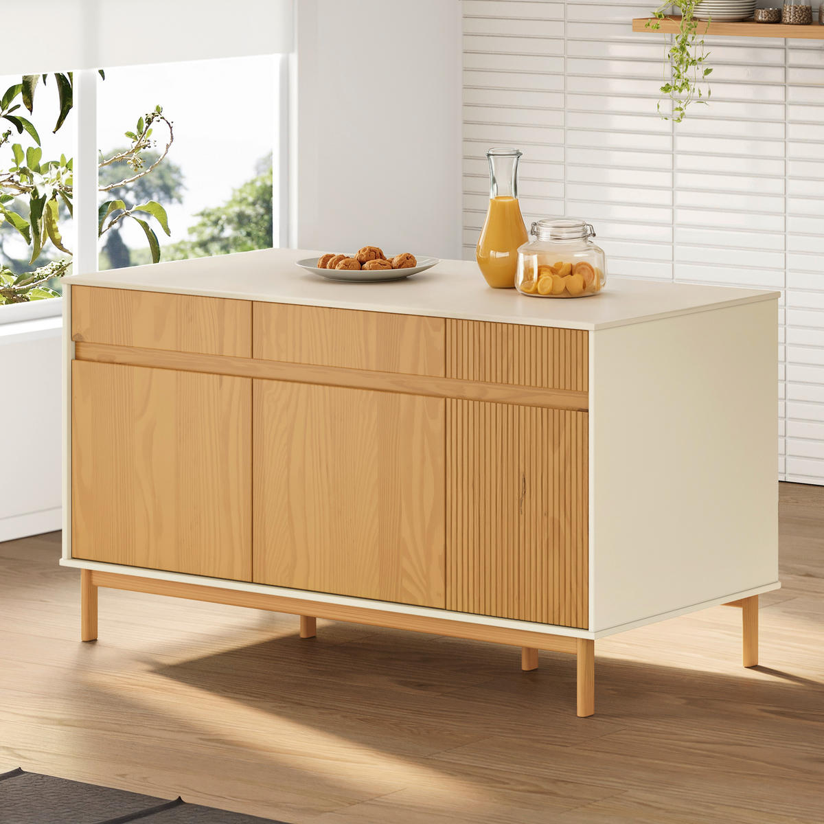 KÜCHENINSEL 160/90/60 cm  in Beige, Hellbraun  - Hellbraun/Beige, Design, Holz (160/90/60cm) - Livetastic