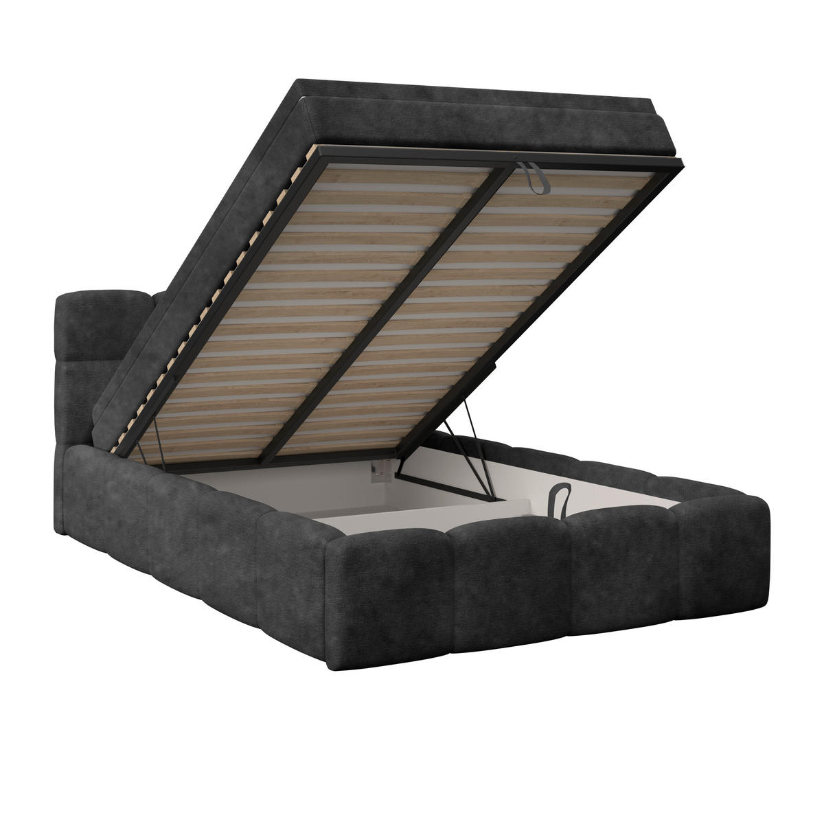 POLSTERBETT  in Schwarz, Matratze, Bettkasten, H3 = fest  - Schwarz, Trend, Kunststoff/Textil (140/200cm)