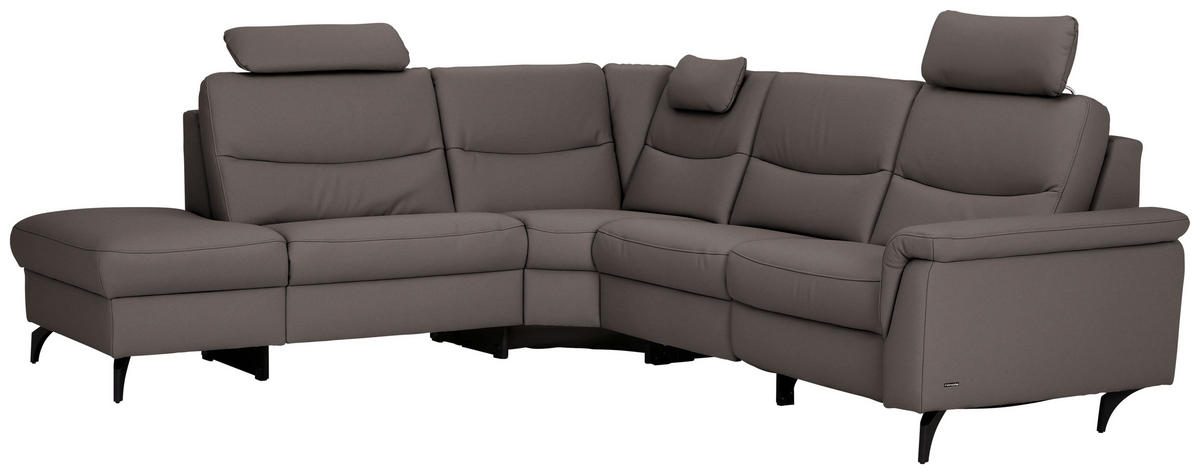 ECKSOFA in Echtleder Dunkelbraun  249/280 cm  - Anthrazit/Dunkelbraun, Design, Leder/Metall (249/280cm) - Himolla Komfortklass