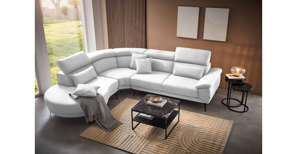 ECKSOFA Weiß Velours - Schwarz/Weiß, Design, Textil/Metall (264/299cm) - Novel
