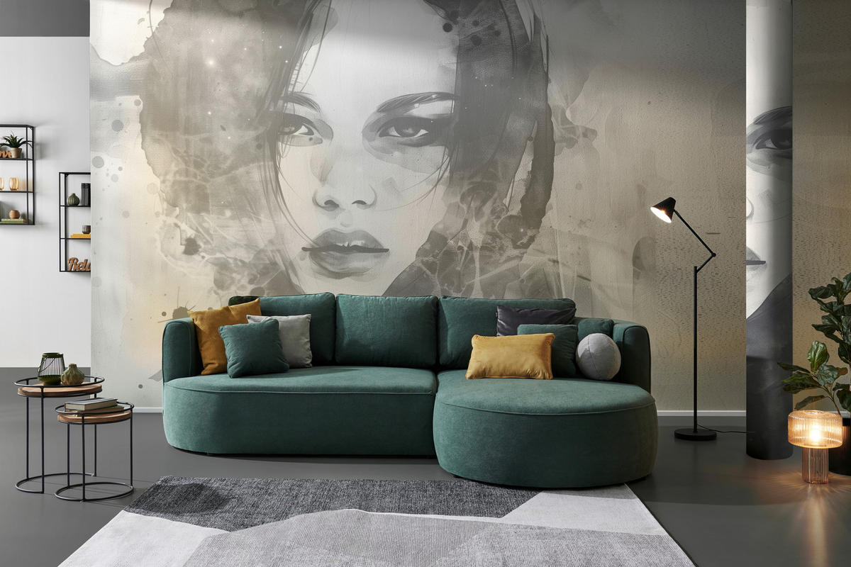 ECKSOFA in Webstoff Grün  - Schwarz/Grün, Modern, Kunststoff/Textil (284/183cm) - Welnova
