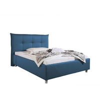 POLSTERBETT 100/200 cm,  in Blau,  - Blau/Alufarben, MODERN, Textil/Metall (100/200cm) - Livetastic