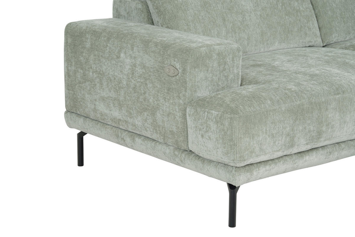 ECKSOFA  in Chenille Mintgrün  243/307 cm  - Schwarz/Mintgrün, Design, Textil/Metall (243/307cm) - Xora