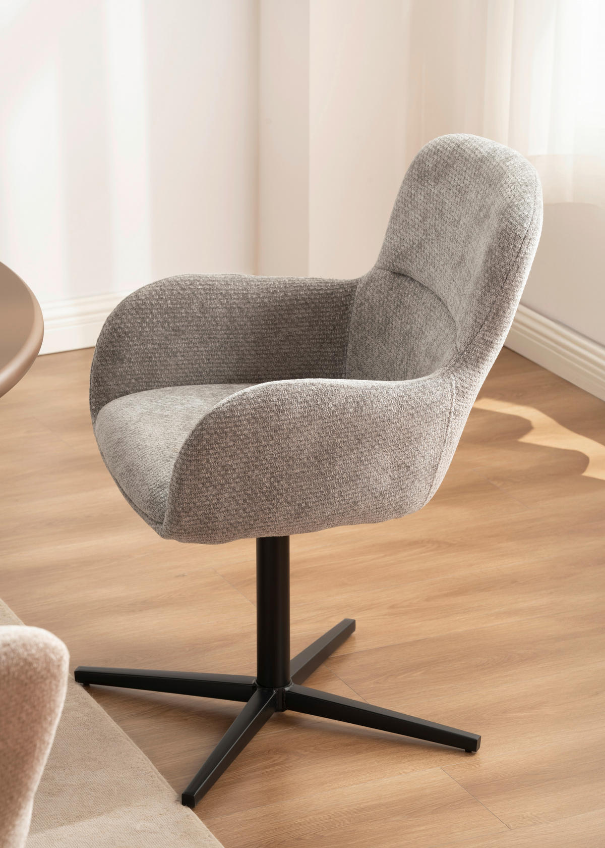 NASLANJAČ, les, kovina, tekstil siva  - siva/črna, Moderno, kovina/tekstil (57/85/63cm) - Livetastic