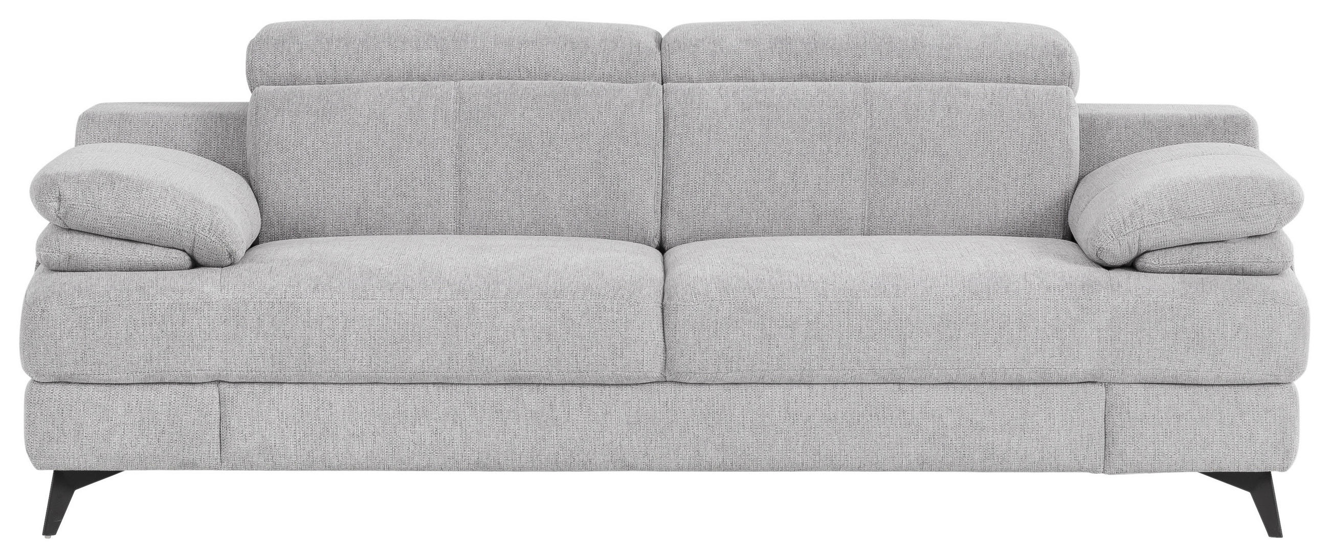 3-SITZER-SOFA Chenille Silberfarben  - Silberfarben/Schwarz, Design, Textil/Metall (225/80-98/104cm) - Livetastic