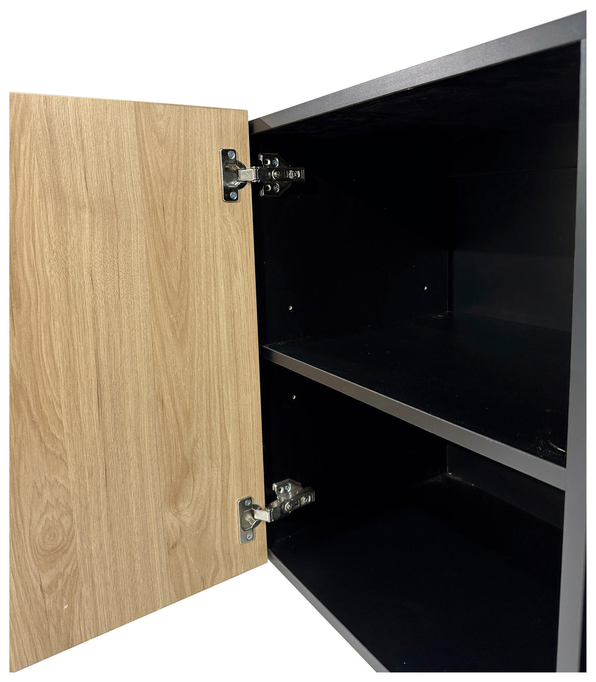 SIDEBOARD LINO  in 181/75/40 cm  - Eichefarben/Schwarz, Design, Holzwerkstoff/Metall (181/75/40cm) - Xora