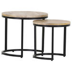 BEISTELLTISCHSET Mangoholz massiv rund Naturfarben  - Schwarz/Naturfarben, LIFESTYLE, Holz/Metall (41/52/41/52/39/45cm) - Landscape