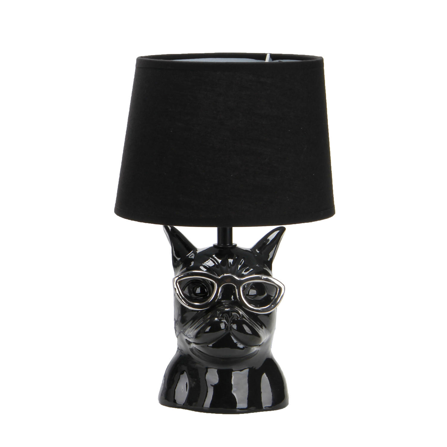 STOLNÍ LAMPA, E14, 18/29 cm  - černá, Trend, textil/keramika (18/29cm)