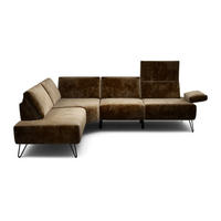 ECKSOFA Cosy Dunkelbraun Samt  - Dunkelbraun/Schwarz, Design, Textil/Metall (193/248-263cm) - SENSOO