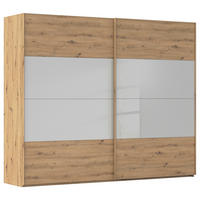 SCHWEBETÜRENSCHRANK 271/223/68 cm 2-türig Eiche Artisan, Seidengrau  - Eichefarben/Seidengrau, Design, Glas/Holzwerkstoff (271/223/68cm) - Xora